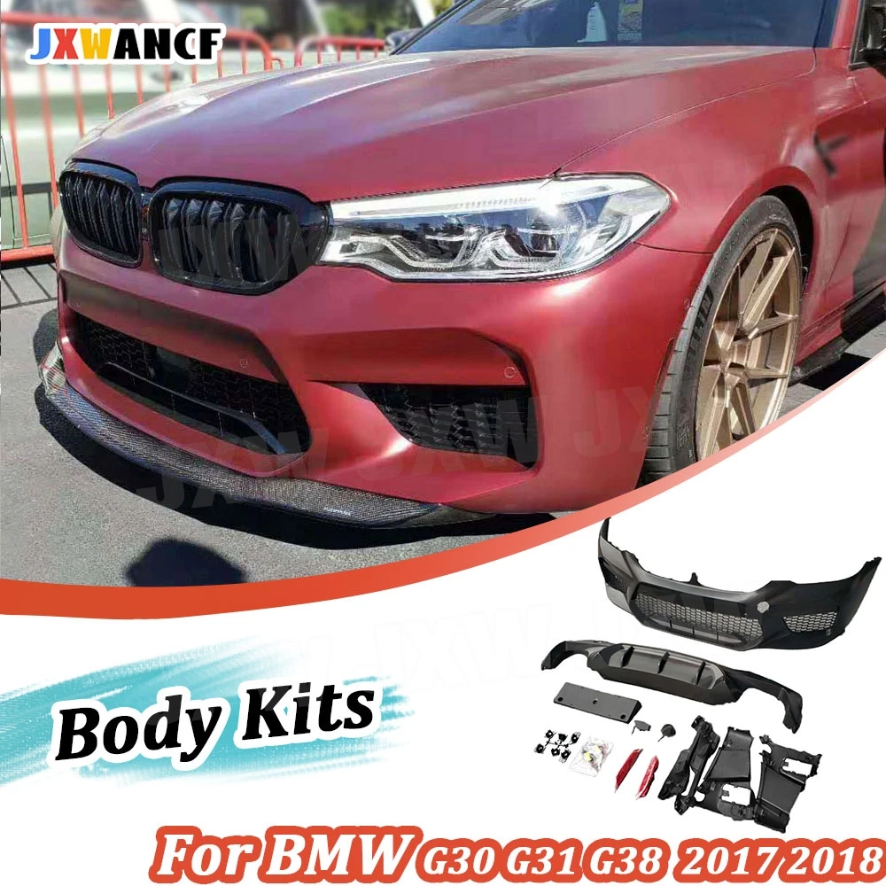 

JXWANCF 5-й серии PP передний бампер задний обвес комплект для BMW G30 G31 G38 2017 2018 Изменение на бампер в стиле F90 M5