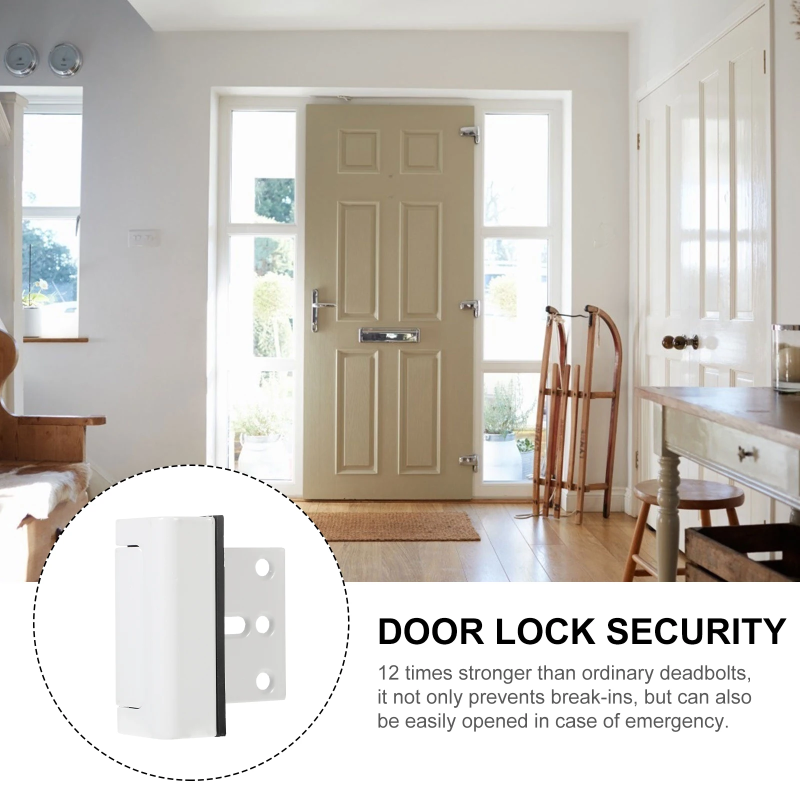 

Security Reinforcement Lock Heavy Duty Aluminum Alloy Child Safety Locks Doors Inside Easy Unlock Door Latch Child Proof Front