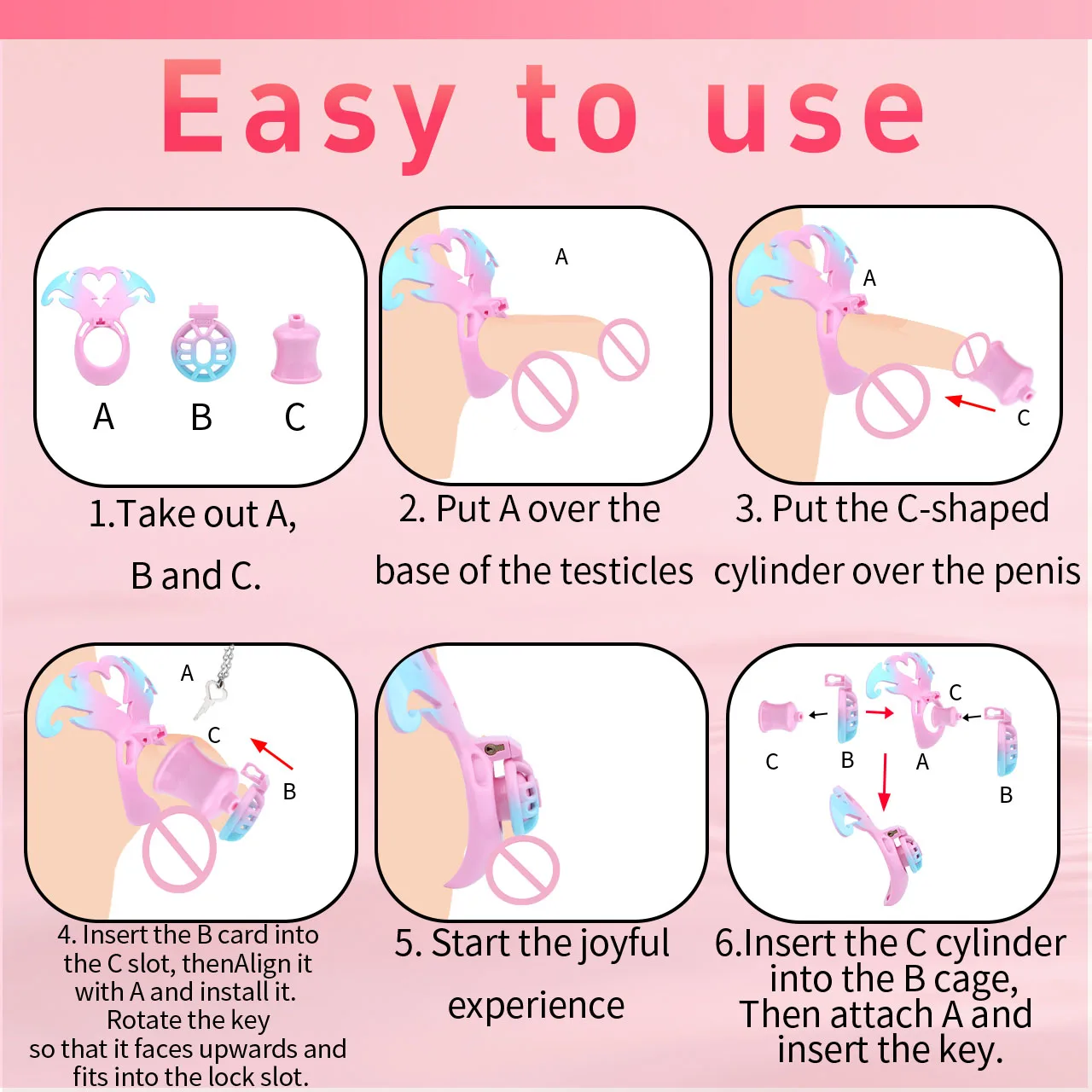 LICKER Wearable Angel's Heart Negative Chastity Locks Loyalty Belt Penis Cage Sex Toys Erotic Urethral Chastity Device For Men