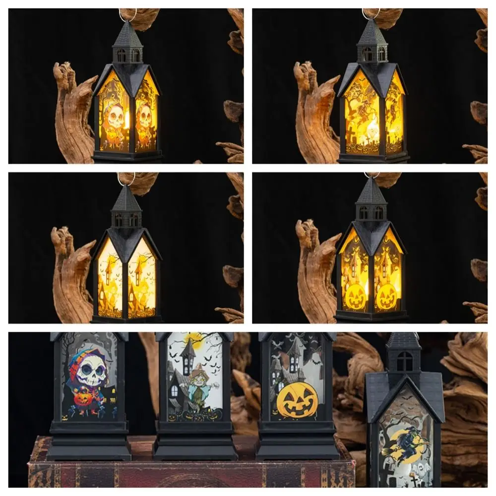 Portable Glow Halloween Wind Lantern Hanging Witch Halloween Portable Lantern Ghost Castle Prop