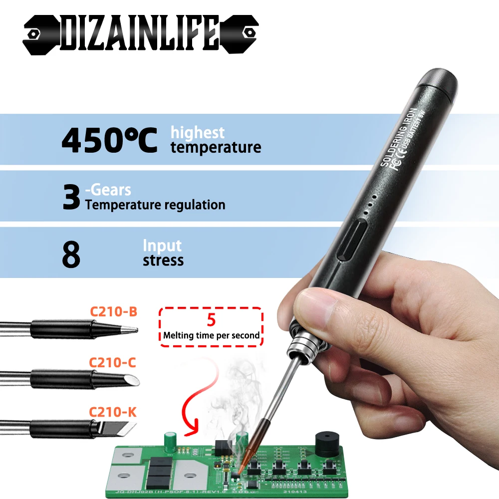 Electric Soldering Iron Kit Portable Cordless Electric Soldering Iron With 3 Iron Tips 3-Gears Adjustable for Soldering Repair