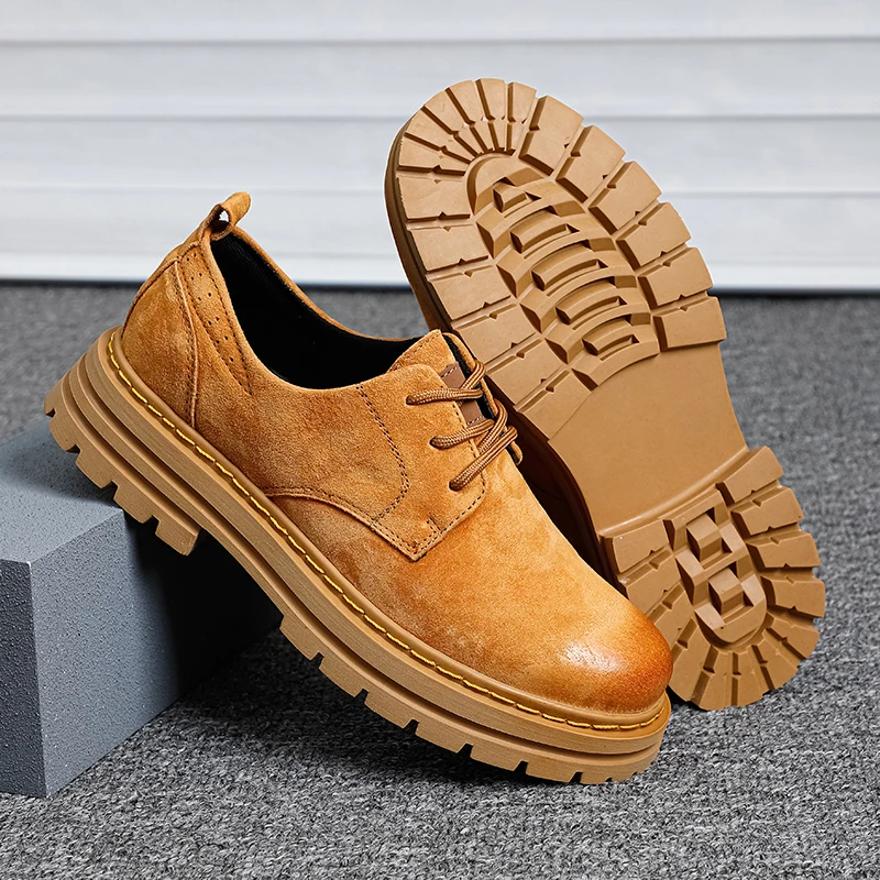 

2026 Spring Outdoor Quality Mens Retro Style Casual Shoes Suede Oxford Wear Resistant Round Toe Casual Shoes Hiking Travel Shoes