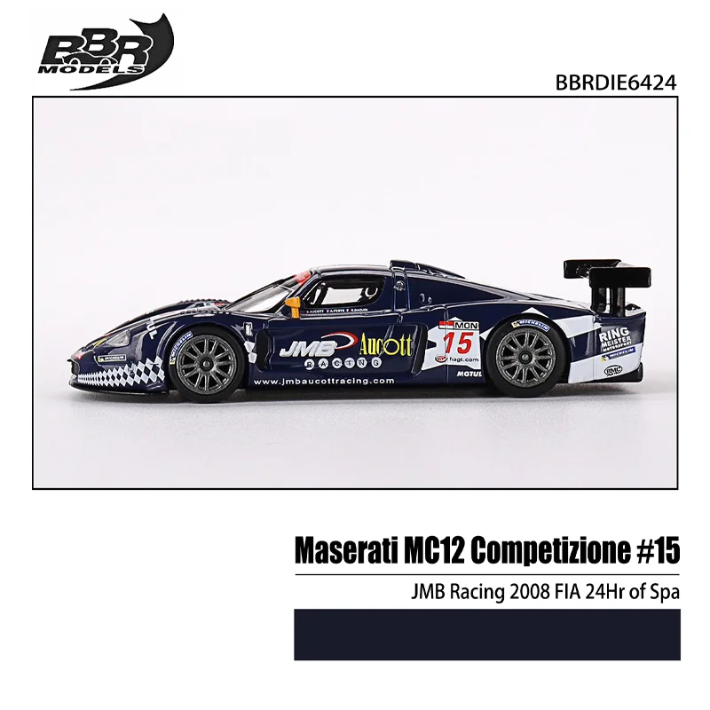 BBR 1/64 신제품 마세라티 MC12 Competizione #15 JMB 레이싱 2008 FIA 24 시간 스파 합금 장난감, 모터 자동차 다이캐스트 금속 모델 선물