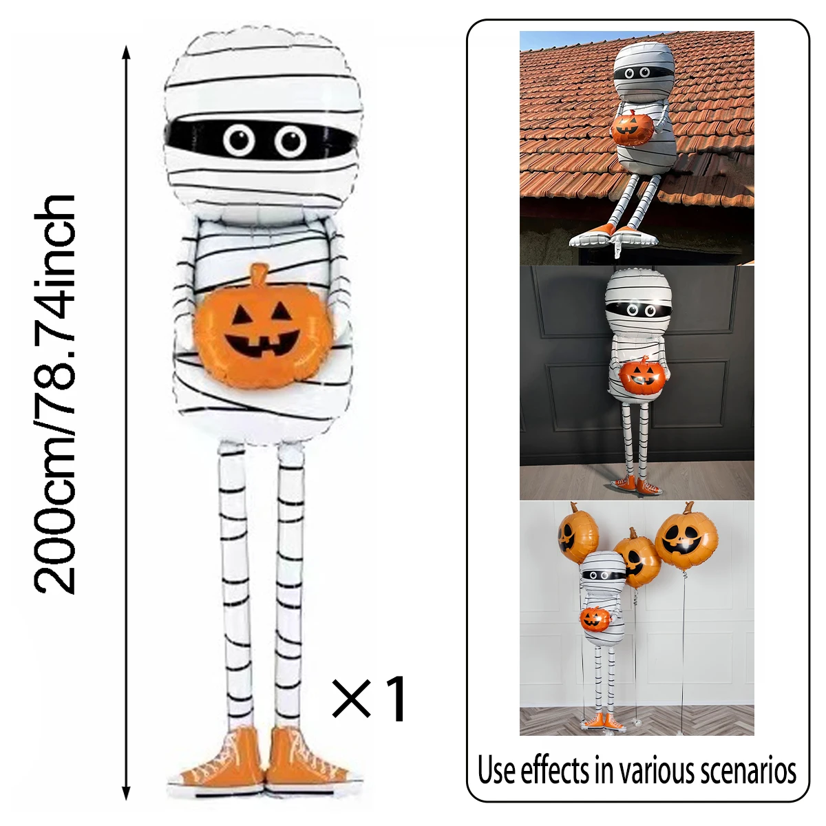 Halloween Kürbis Mumie Aluminiumfolie Ballonförmiger Ballon Halloween Party Dekoration Trick Party Atmosphäre Dekoration – Detail 2