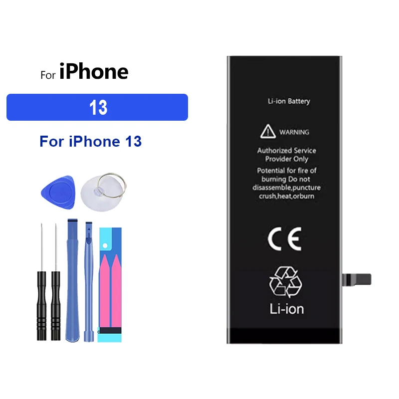 Mobile Phone Battery For iPhone 13 14 15 12 11 8 7 6 6S 5 5S 5C 4S Pro Max Plus Mini 13pro High Capacity Replacement Bateria