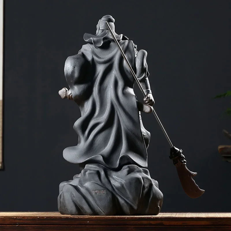 V8 Ceramic God of Wealth Guan Gong Statue Wusheng Di Guan Yu Guan Er Ye Zhao Cai Town House Ornament