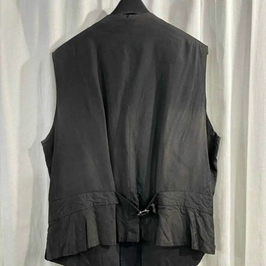 TOP-YAMAMOTO ® Japanese-style commuting-style single-button multi-pocket jacket for men, slim-fit sleeveless turtleneck shirt