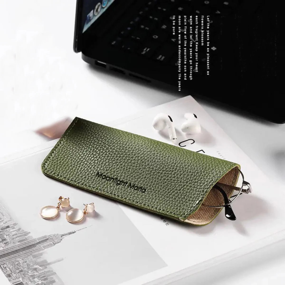 1pc Fashionable PU Leather Sunglasses and Reading Glasses Case Portable Eyeglasses Holder Pouch Cover Eyewear Accessories image 4
