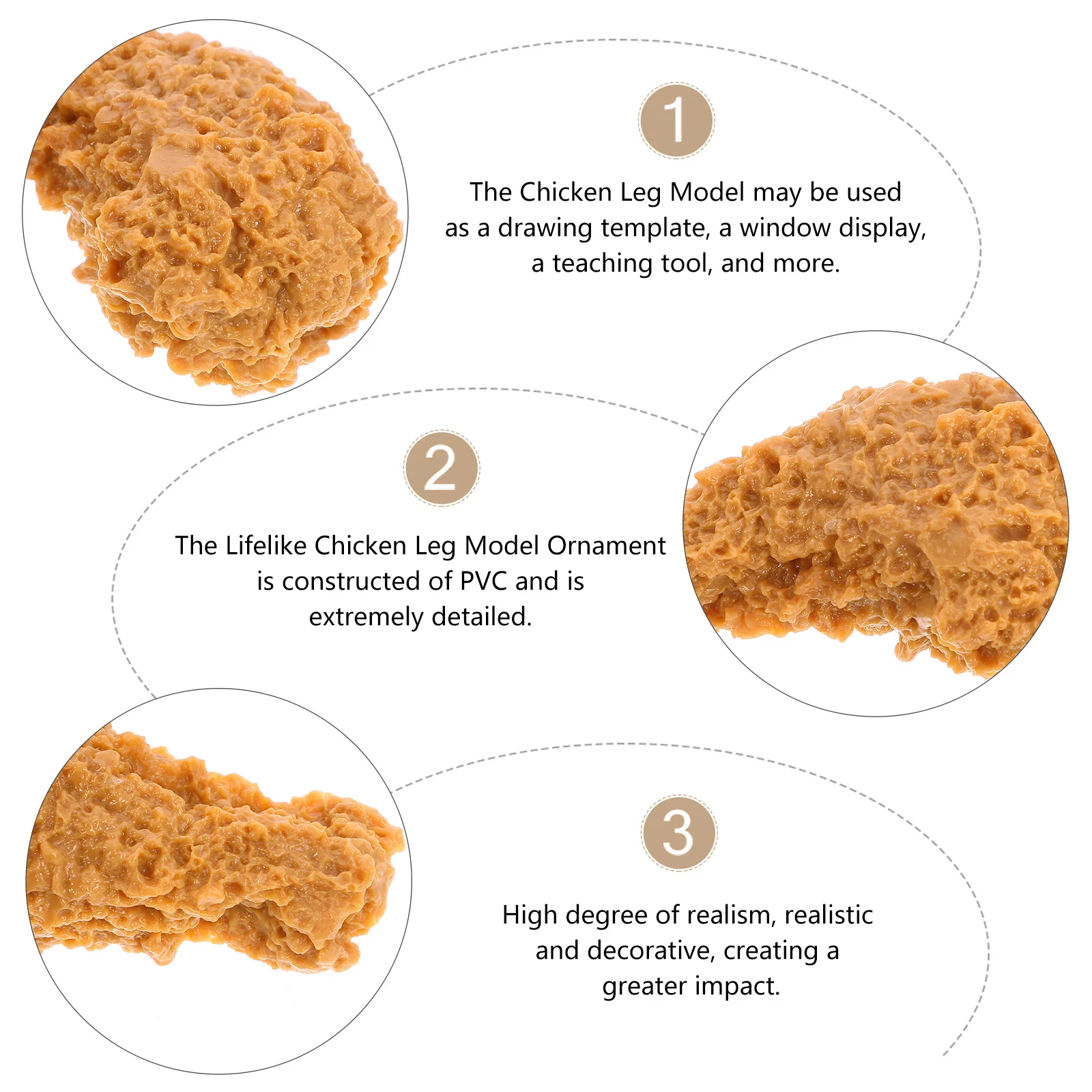 

3Pcs Artificial Chicken Legs Lifelike Food Decor Safe Long-Lasting Decoration for Parties Kitchens Homes Fake Chicken