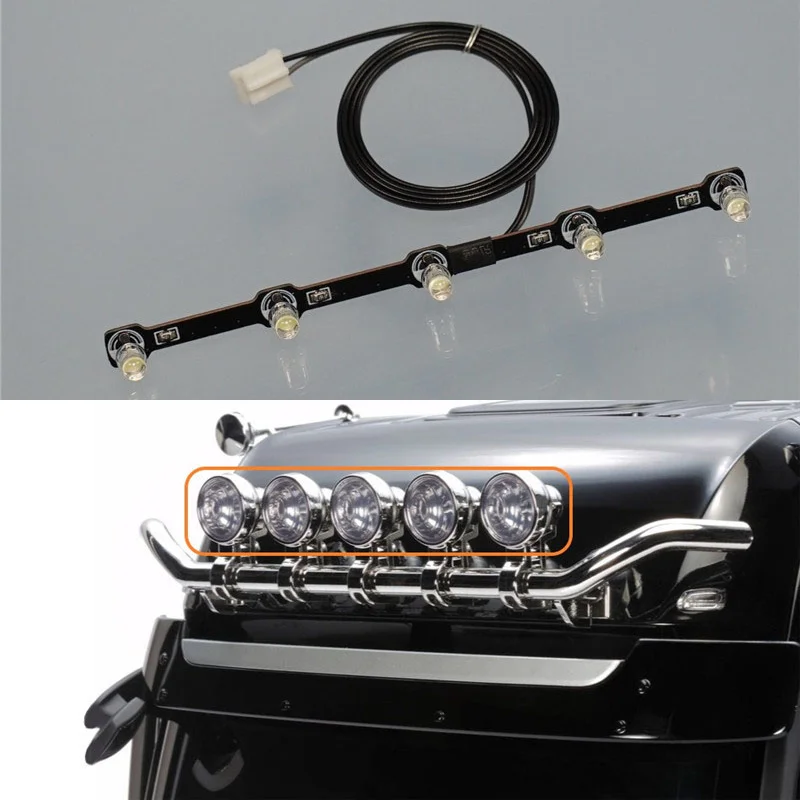 LED Original Roof Spotlights Upgrade Light Board for 1/14 Tamiya RC Dump Truck BENZ ACTROS 3363 56348 Car Accessories