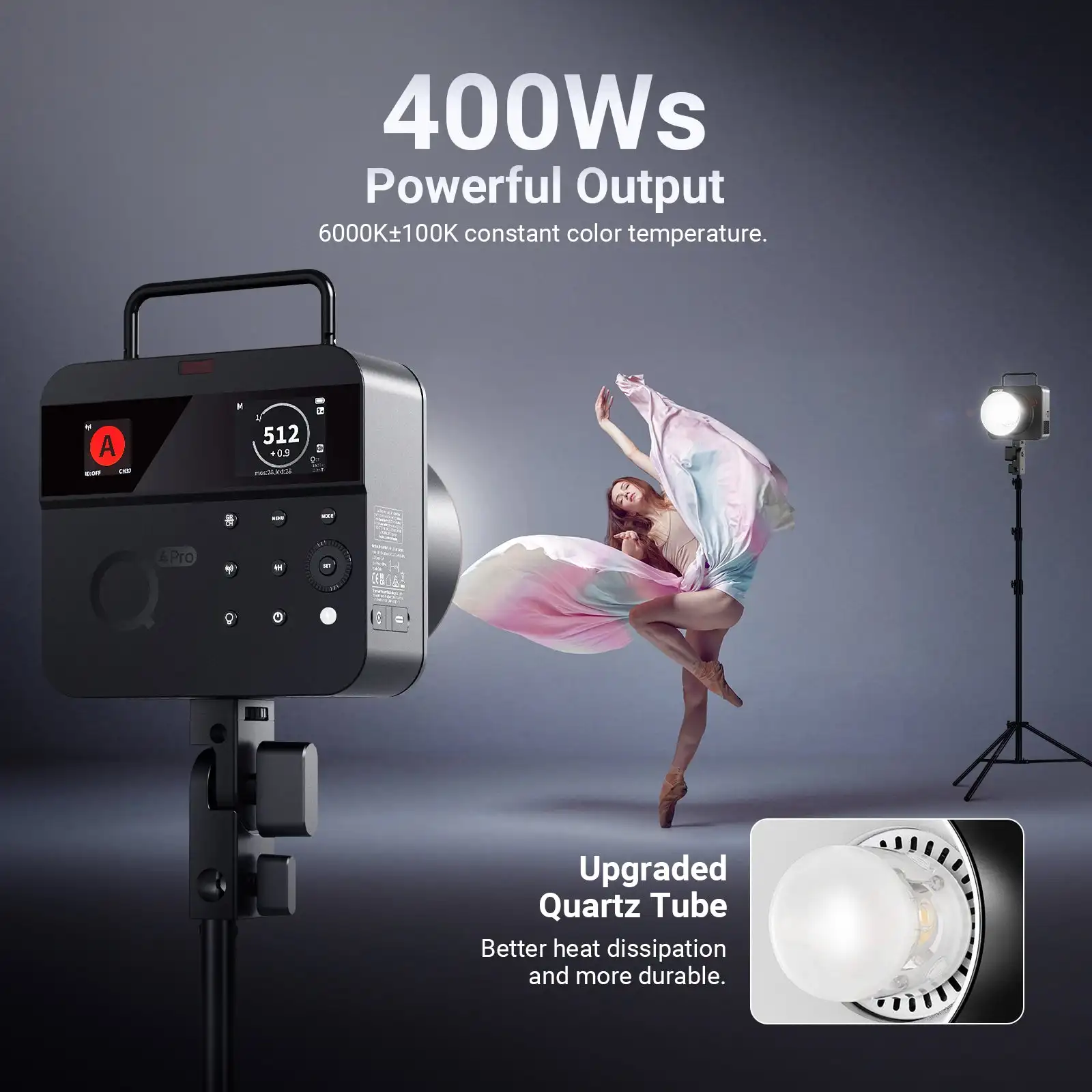 NEEWER Q4PRO 400Ws 2.4G TTL Outdoor Flash Strobe High Speed Continuous Shooting compatible with Godox 2.4G X system