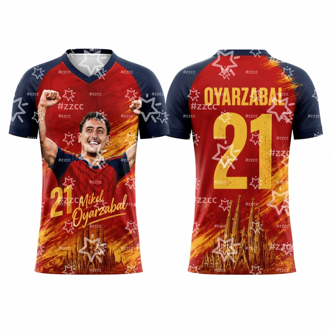 2026 Spain Mikel Oyarzabal No.21 Football Jersey fan gifts Summer Sports Men's T-Shirt Children's Clothing Tee Y2k Woman ﻿