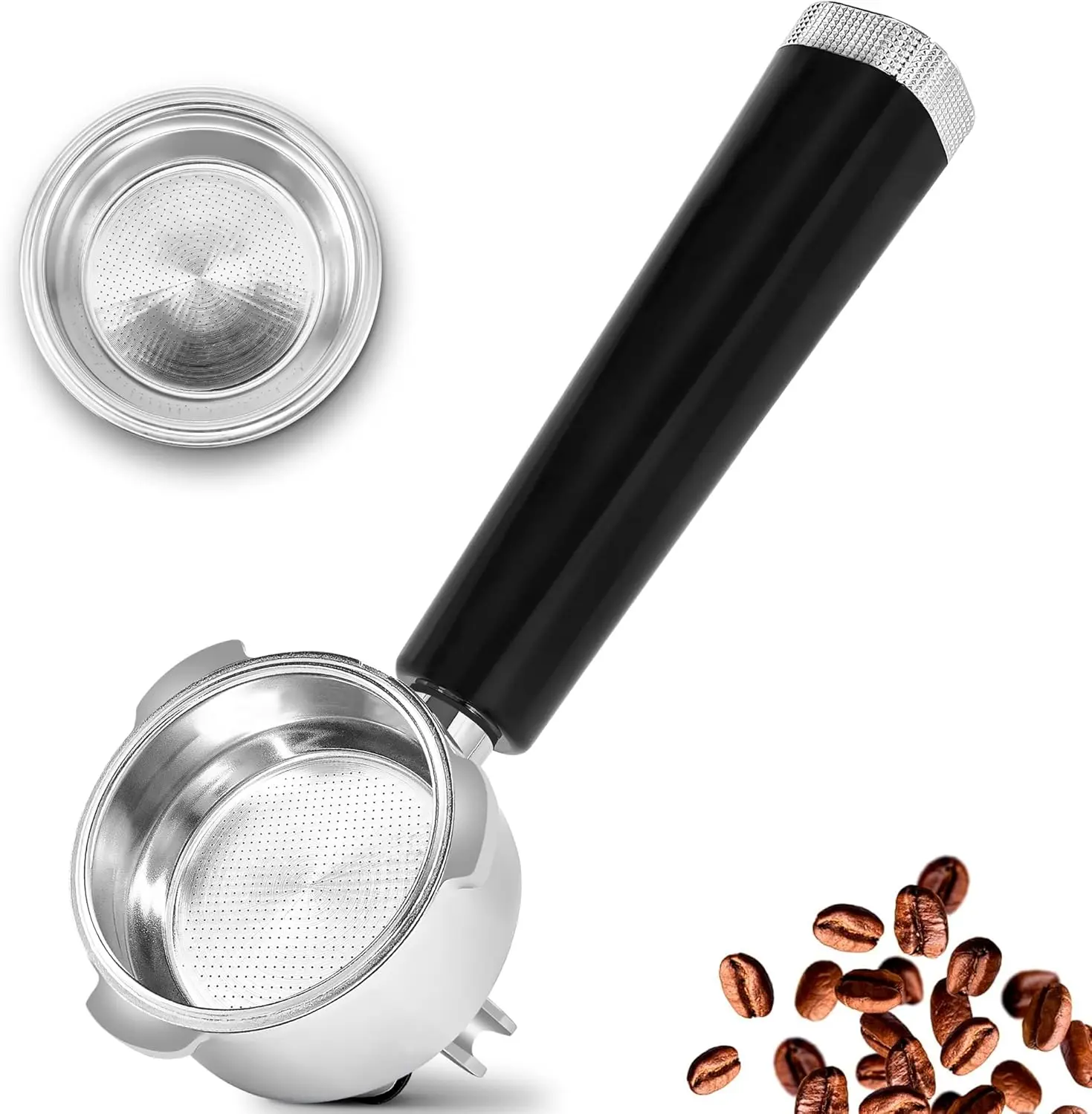 

58mm Double Spout 304 Stainless Steel Espresso Portafilter with Ultra-Fine Filter, Ergonomic Handle Fits CASABREWS Breville