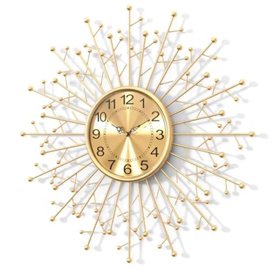 Large Modern Gold Sunburst Wall Clock