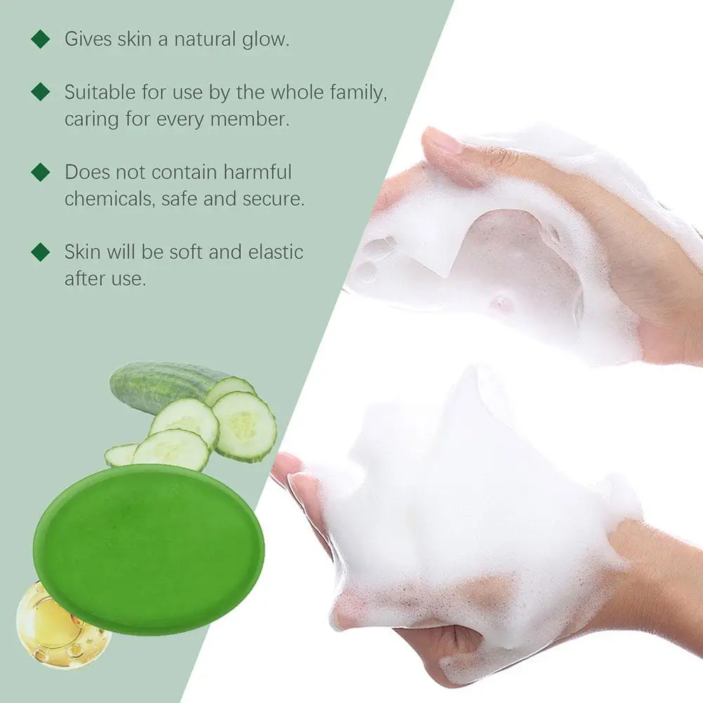 Body Brightening Soap Reduce Fine Lines Deep Cleaning Pore Blackhead Removal Oil Control Moisturize Glow Face Wash Cucumber Soap