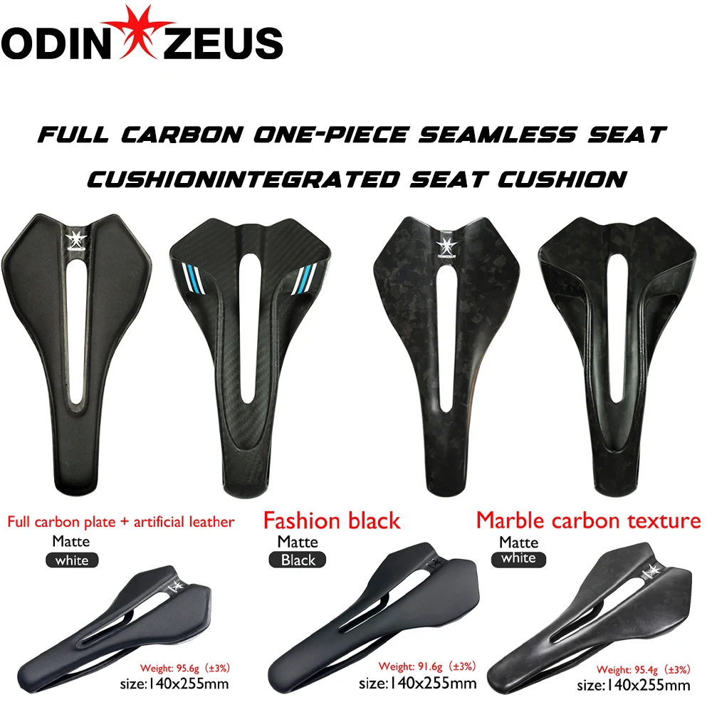 

ODINZEUS Road Saddle 95g Hollow-Out Carbon Fiber Artificial Leather Bicycle Seat Cushion Breathable Comfort Design