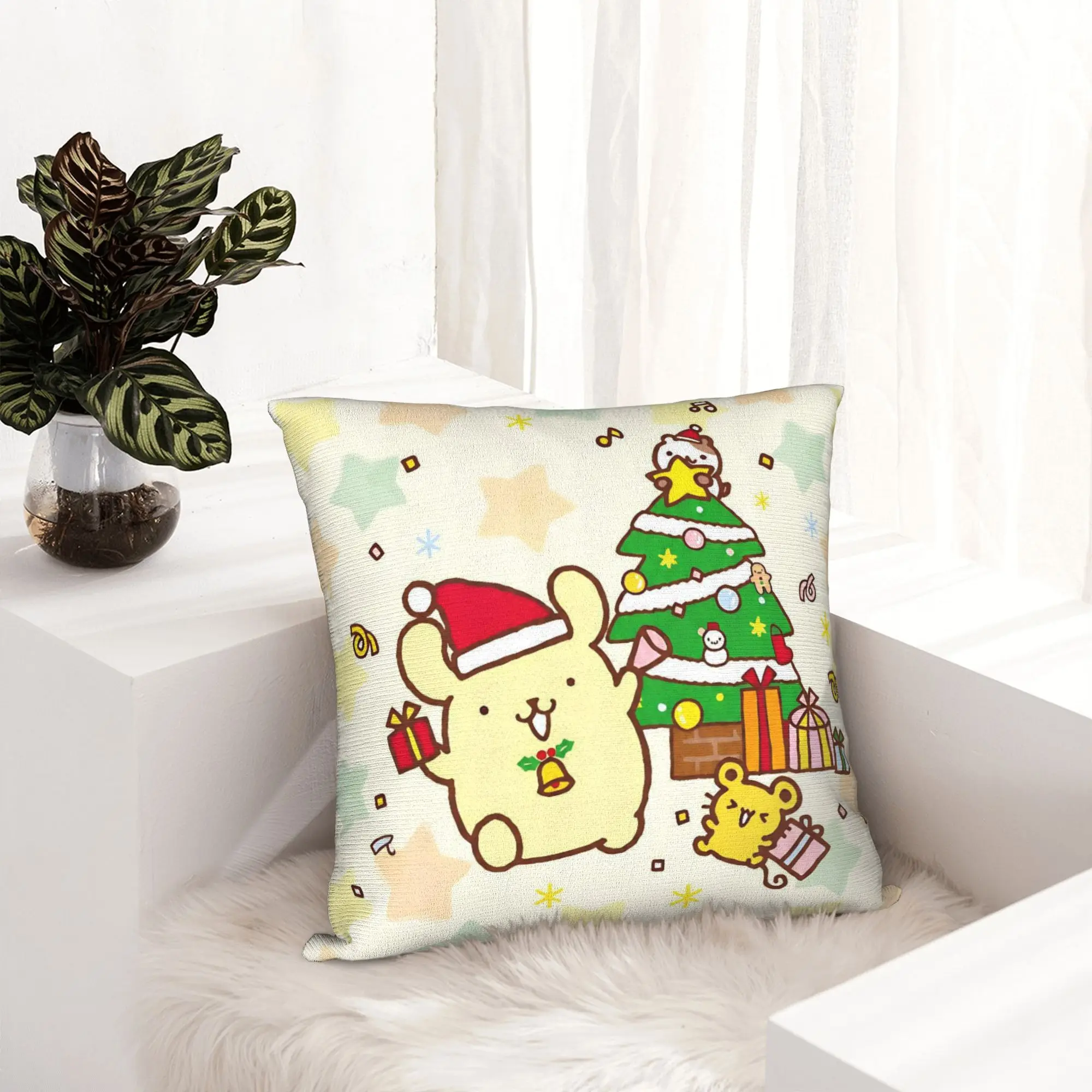 Pompompurins Christmas Holiday Kawaii Pillowcase Printed Cushion Cover Decoration  Throw Pillow Case Cover Home Square 45*45cm