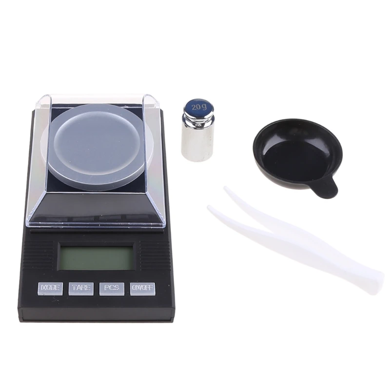 Accurate Milligram Scale 20g / 0.001g Small Digital Pocket Scale for Gold Powder Jewelry LCD Display Operated