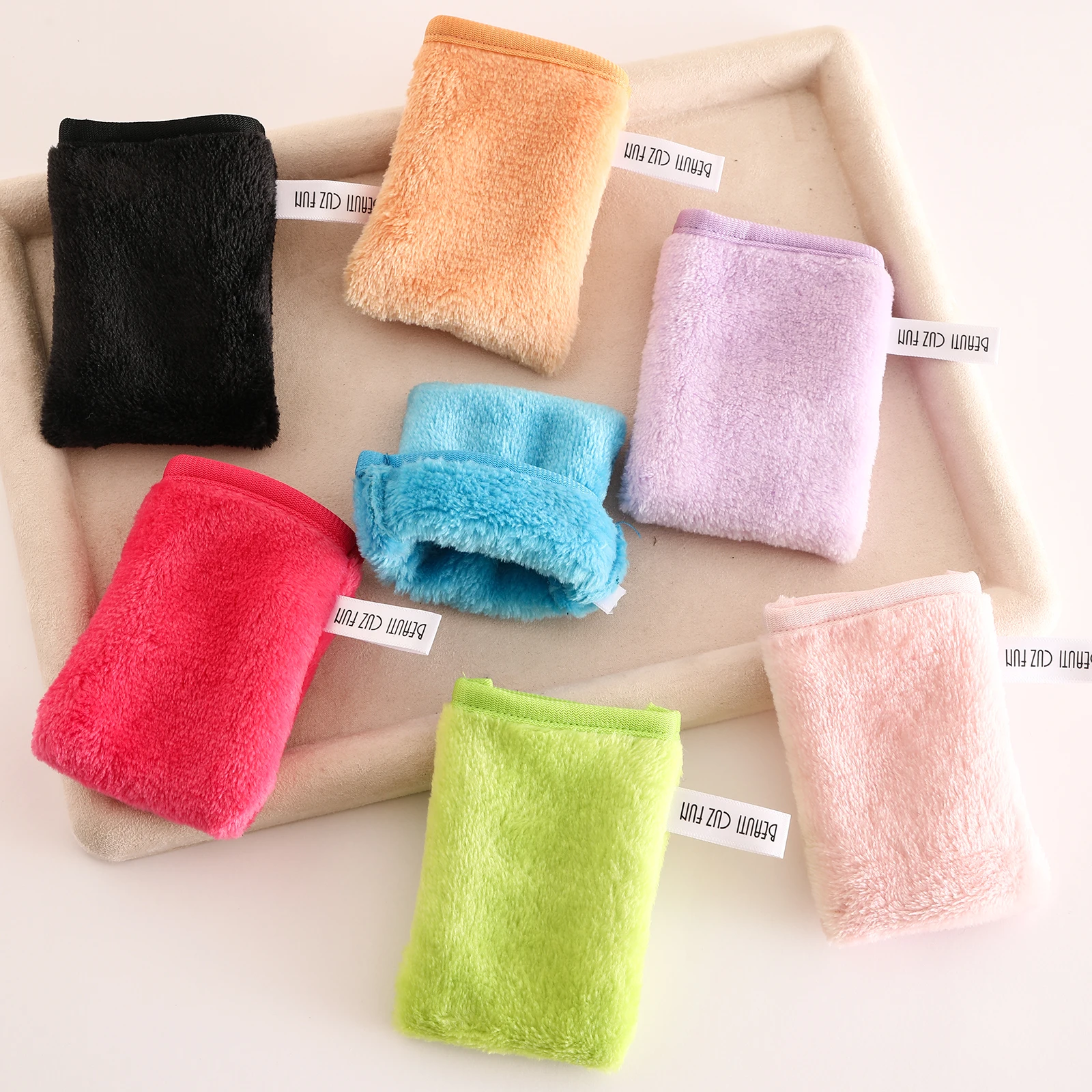 7개 플란넬 메이크업 리무버 장갑 얼굴 클렌징 글러브