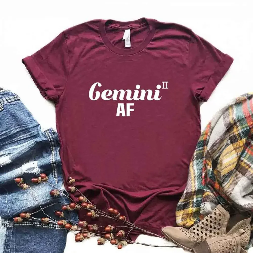 Camiseta com estampa AF de Gêmeos feminina, vintage casual, blusa solta para menina, gráfica, macia, criativa, respirável, manga curta, camiseta hipster