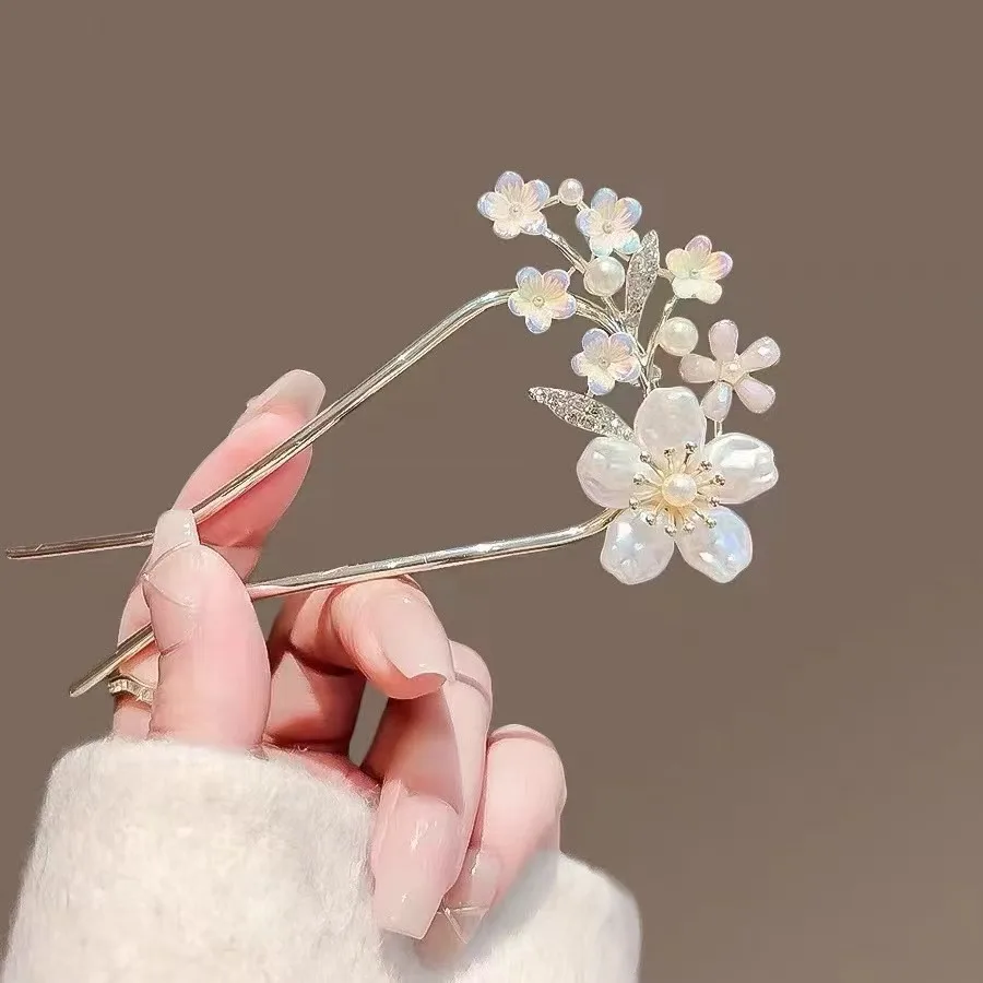 

Высококачественные нишевые U-образные заколки для волос с жемчужным цветком, женские заколки для волос в стиле ретро, заколки для волос, головные уборы и аксессуары для волос