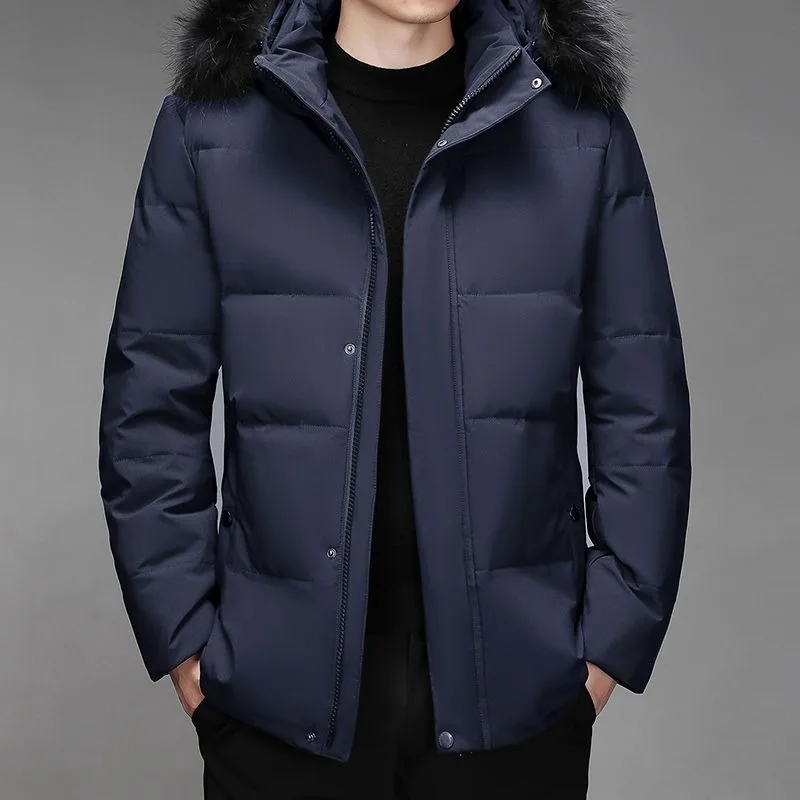 

New Thick Down Jacket Middle-aged Elderly Men Short Winter Duck Down Warm Coat Middle-aged Fathers Simple Warm Men's Clothing