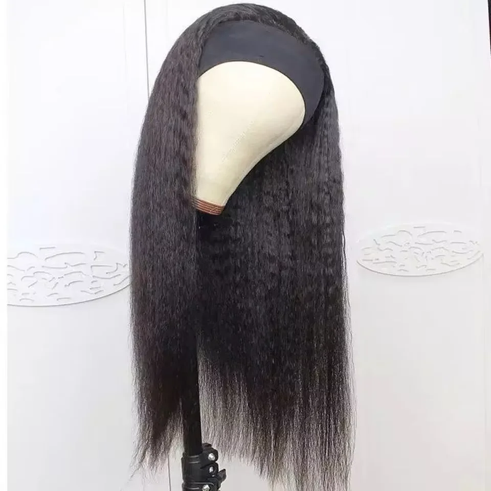 Peruca de cabeça cabelo humano kinky peruca reta sem cola peruca para mulheres cabelo humano brasileiro yaki perucas de cabelo humano