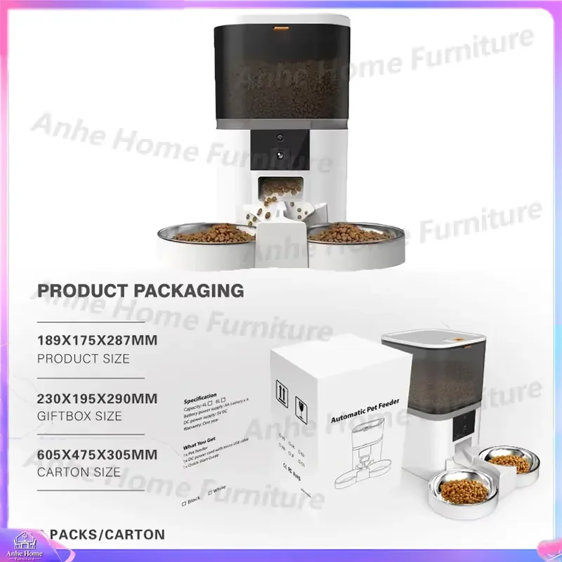 4L Double Compartment Smart Pet Feeder with APP Control Camera Video Monitoring Automatic Food Dispenser for Cats and Dogs