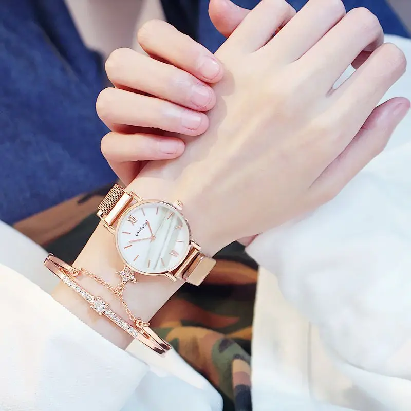 Ladies' Watch Adult Student Korean Edition Simple Light Luxury Night Light Girl's Heart Starry Sky Light Luxury Women's Watch