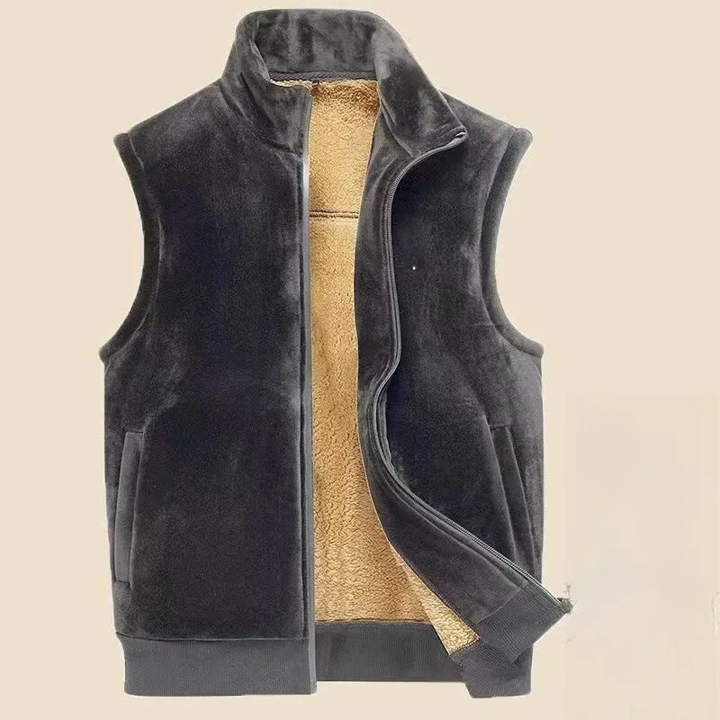 

Men's Double-Sided Fce Lamb Velvet Vest Thiened Autumn Winter Warm Trendy oulder Bared Coat Youth Casual Winter Faion