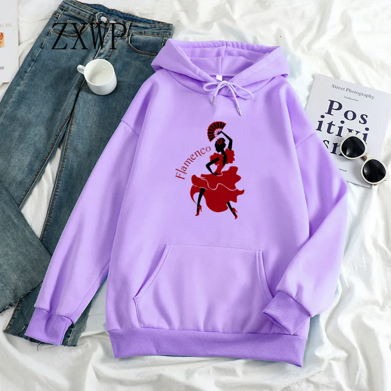 Harajuku Flamenco Dance Women Hoodies Sweatshirt Print Oversized Hoody Goth Punk Hoodie Streetwear Pink Tops Fashion Clothes