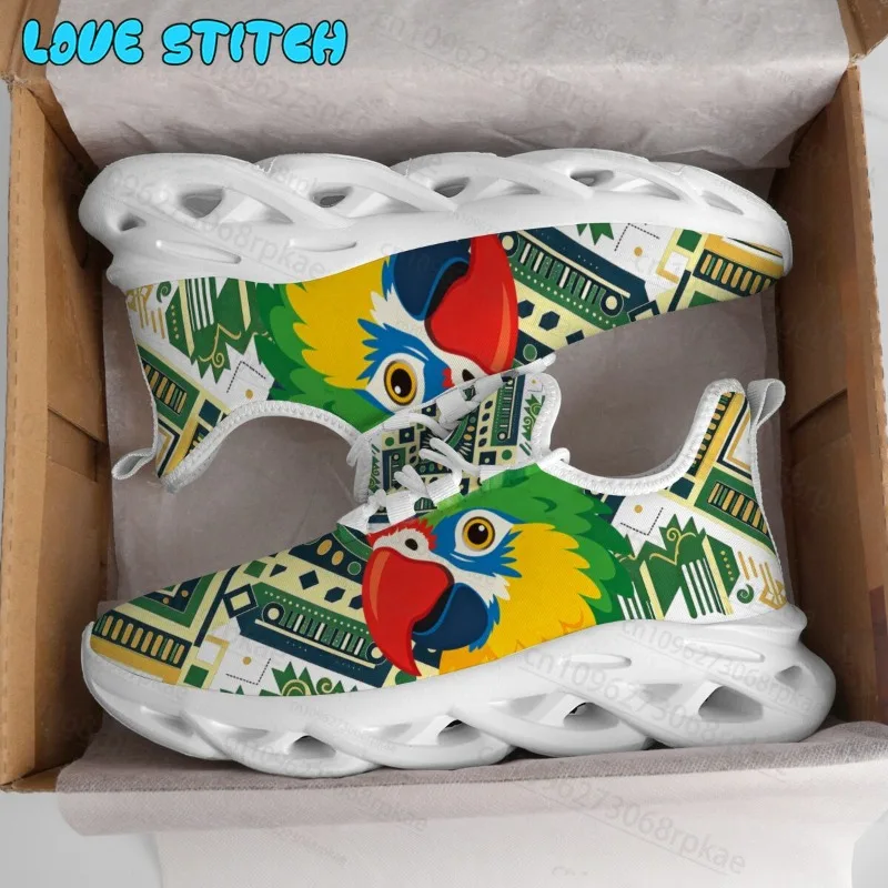 Unique Bohemian Style Brazil Parrot Adult Shoes Unisex Hollow Wave Cushion Sole Lightweight Wear-resistant Mesh Footwear
