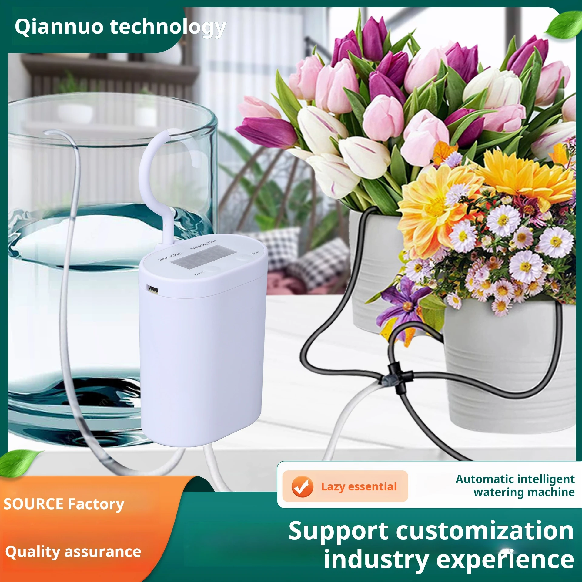 

Timed Drip Irrigation 2-16 Pot Flowers Automatic Intelligent Watering Machine 2000MAH Rechargeable Suitable for Home and Office
