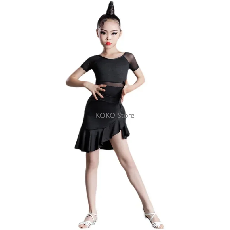 

Children's Latin dance clothes girls split practice clothes children's examination training dance clothes Latin dance dress