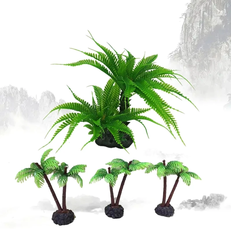 Aquarium Fish Artificial Coconuts Tree Plant Ornament Landscape Decors Dropsale