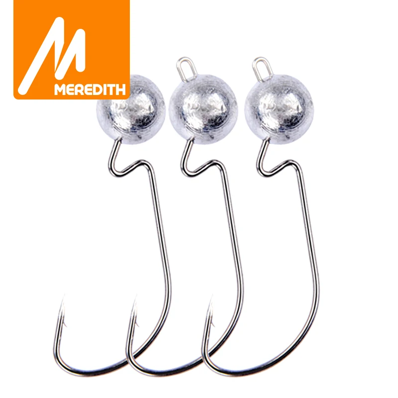 MEREDITH 10pcs/Lot Exposed Jig Head 3.5g 5g 7g 10g 14g Head Hook Jig Baits Fishing Hooks Jigging Fishing Accessories