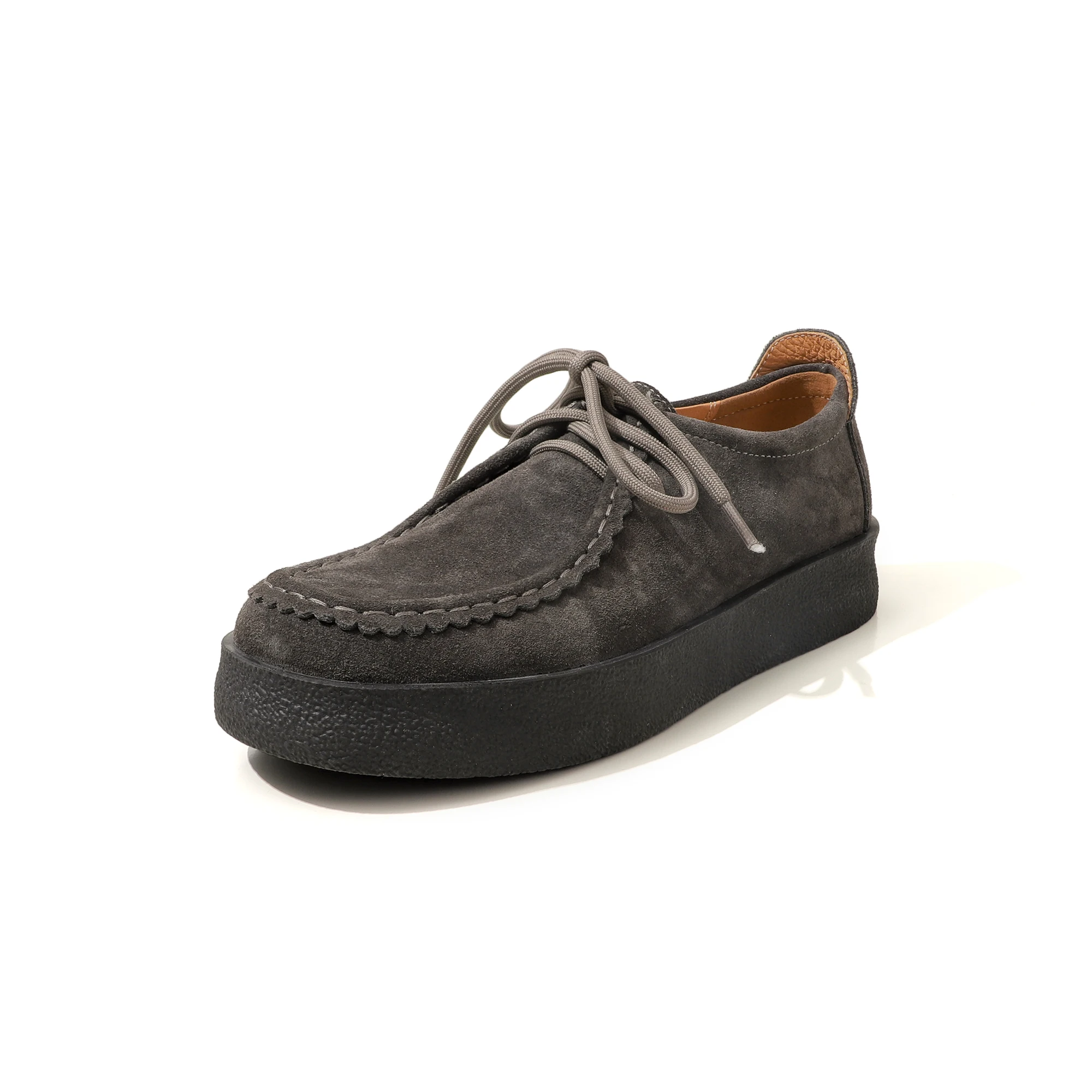 Arden Furtado Women's Spring Cowhide Mules round Toe Lace-Up Flat Casual Slip-On Large Size Fashion Footwear