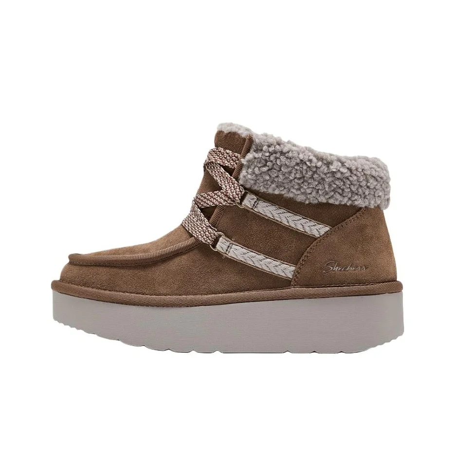 Skechers SUEDE PADDED Thermal Height Increasing Crew Snow Boots Women's Chestnut 169142-CSNT