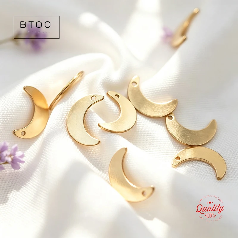 14K Gold Filled Moon Charm Jewelry Making Supplies - Single & Double Hole Connector Link Accessory