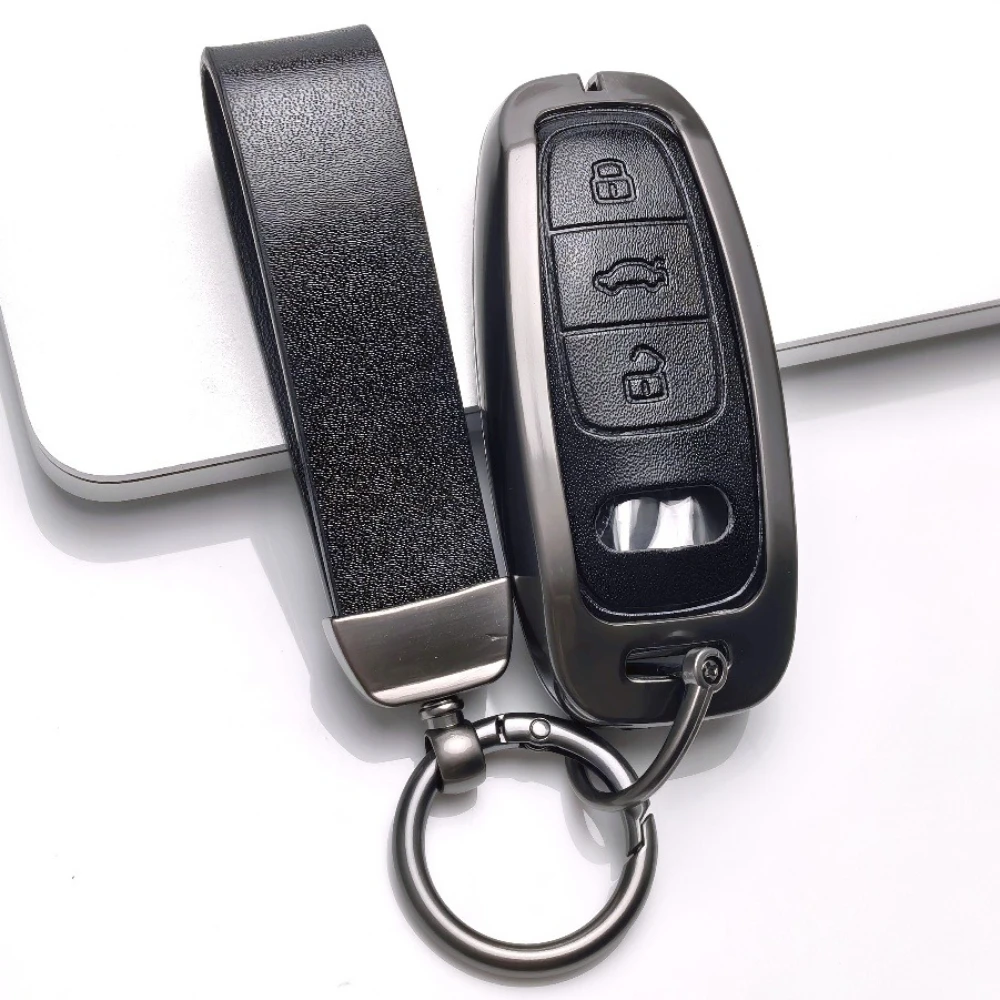 Zinc Alloy Leather Car Remote Key Case Cover For For Audi Q8 RSQ8 A6 C8 S6 RS6 A7 S7 RS7 A3 8Y A8 D5 4N RS E-tron GT Q4 Q7 4M