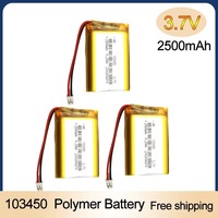 103450 3.7V 2500mAh Polymer Lithium Rechargeable Battery Jst PH 2.0mm 2pin Plug for Camera GPS Navigator MP5 Bluetooth Headset