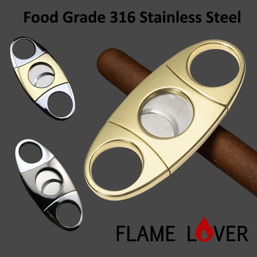 

Flame Lover Cuba Cigar Cutter Guillotine Puncher Scissors Stainless Steel Sharp 2 Blades Men Smoking Accessories Cortapuros 152