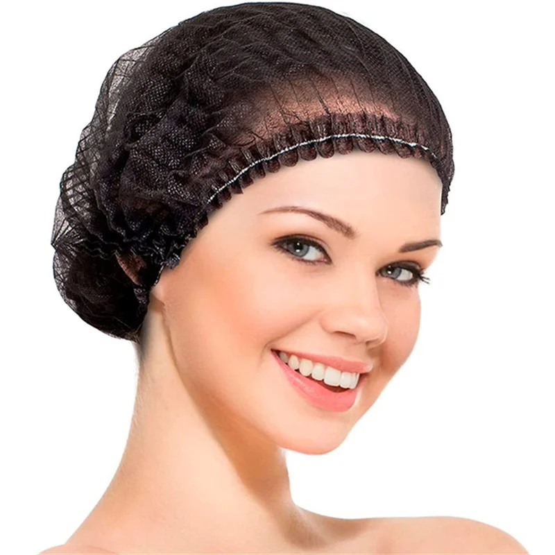 100 Uds gorros desechables Bouffant 21 pulgadas redes para el cabello cubierta para la cabeza gorro elástico para el cabello para comida servicio