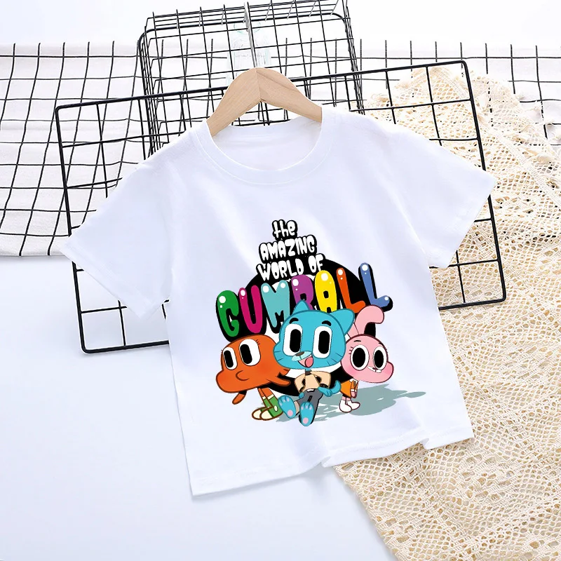 L'incredibile mondo di Gumball T-shirt per bambini bianca ragazza ragazzo manica corta top estate bambino cartone animato magliette vestiti carini regali di compleanno