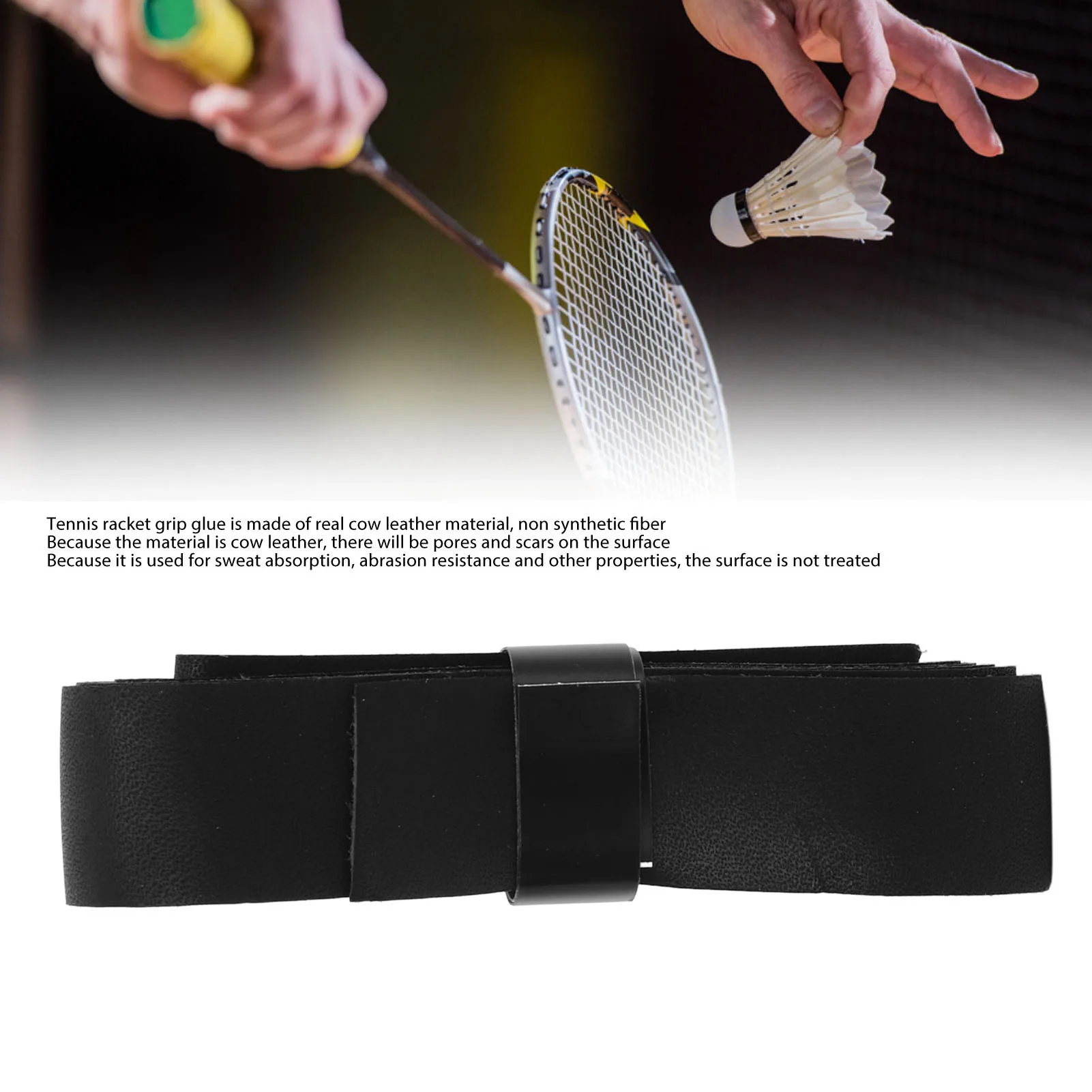 Badminton Racket Grip Tape Tennis Racket Overgrip Sweat Absorption Abrasion Resistance Leather Great Hitting Sense Replacement
