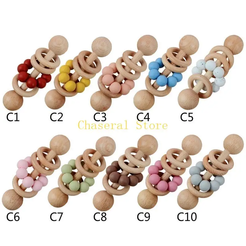 لعبة قبضة الأطفال الخشبية E7CE للرضيع نشاط حشرجة الطفل هدية حديثي الولادة