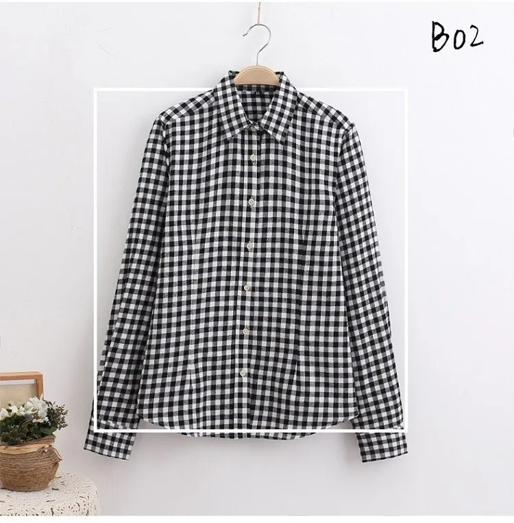 2024 New Plaid Shirt Women Long Sleeve Blouses and Tops Cotton Casual Female Flannel Shirts Red Black Check Clothes Blusas