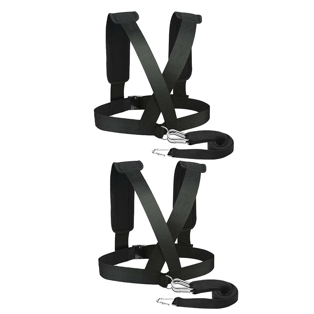 

2 Pcs Shoulder Strap Running Booster Exercise Straps Fitness Device Resistance Band Sled Harness Black