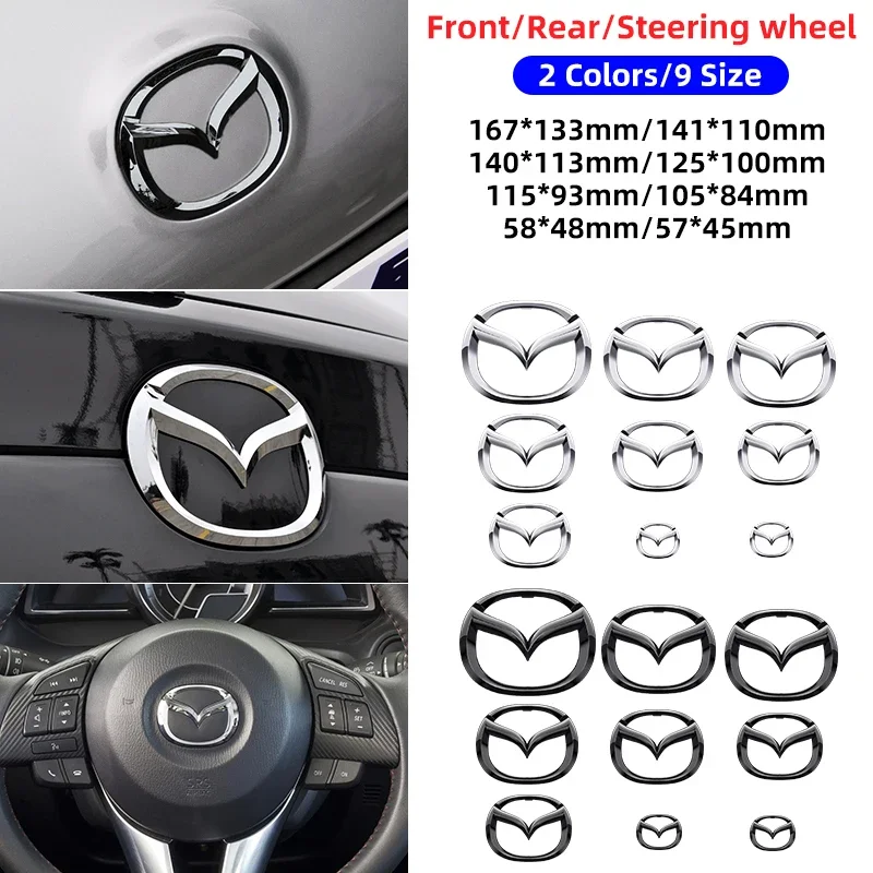 57mm 105mm 115mm 140mm Car Emblem Front Hood Badge Rear Boot Tailgate Stickers Logo For Mazda 6 CX3 CX4 CX5 CX7 CX8 CX9 CX30 RX7