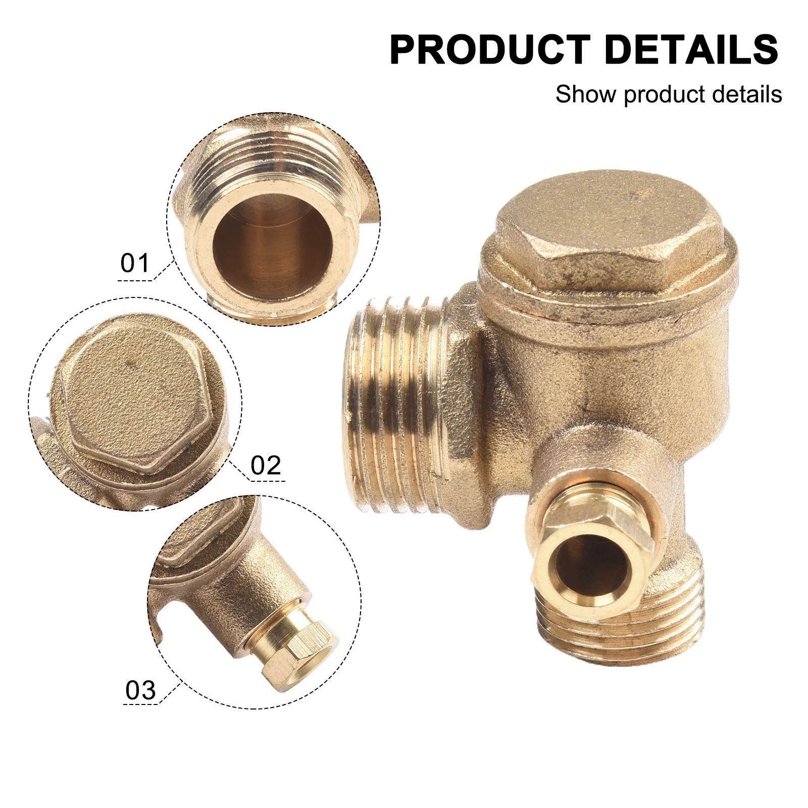 Air Compressor Check Valve For Tube Piston Pum Tank Compressor Air Pressure Check Valve 3-Port Brass Male G1/2